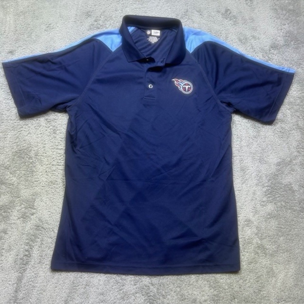 Tennessee Titans Polo Shirt Men's L Large Blue NFL Team Football Short Sleeve